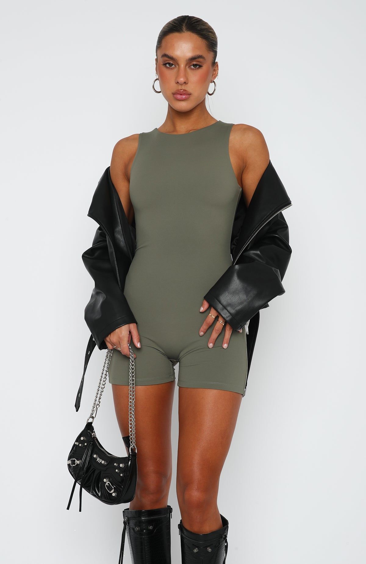 Live Freely Playsuit Olive sold by White Fox Boutique product image thumbnail 2
