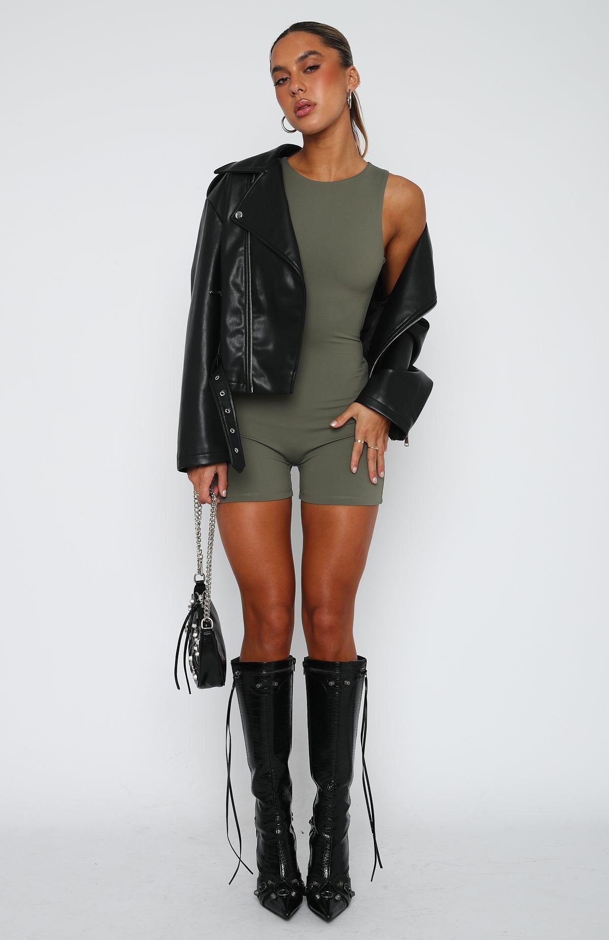 Live Freely Playsuit Olive sold by White Fox Boutique product image thumbnail 5