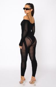 Staying Snatched Long Sleeve Jumpsuit Black sold by White Fox Boutique