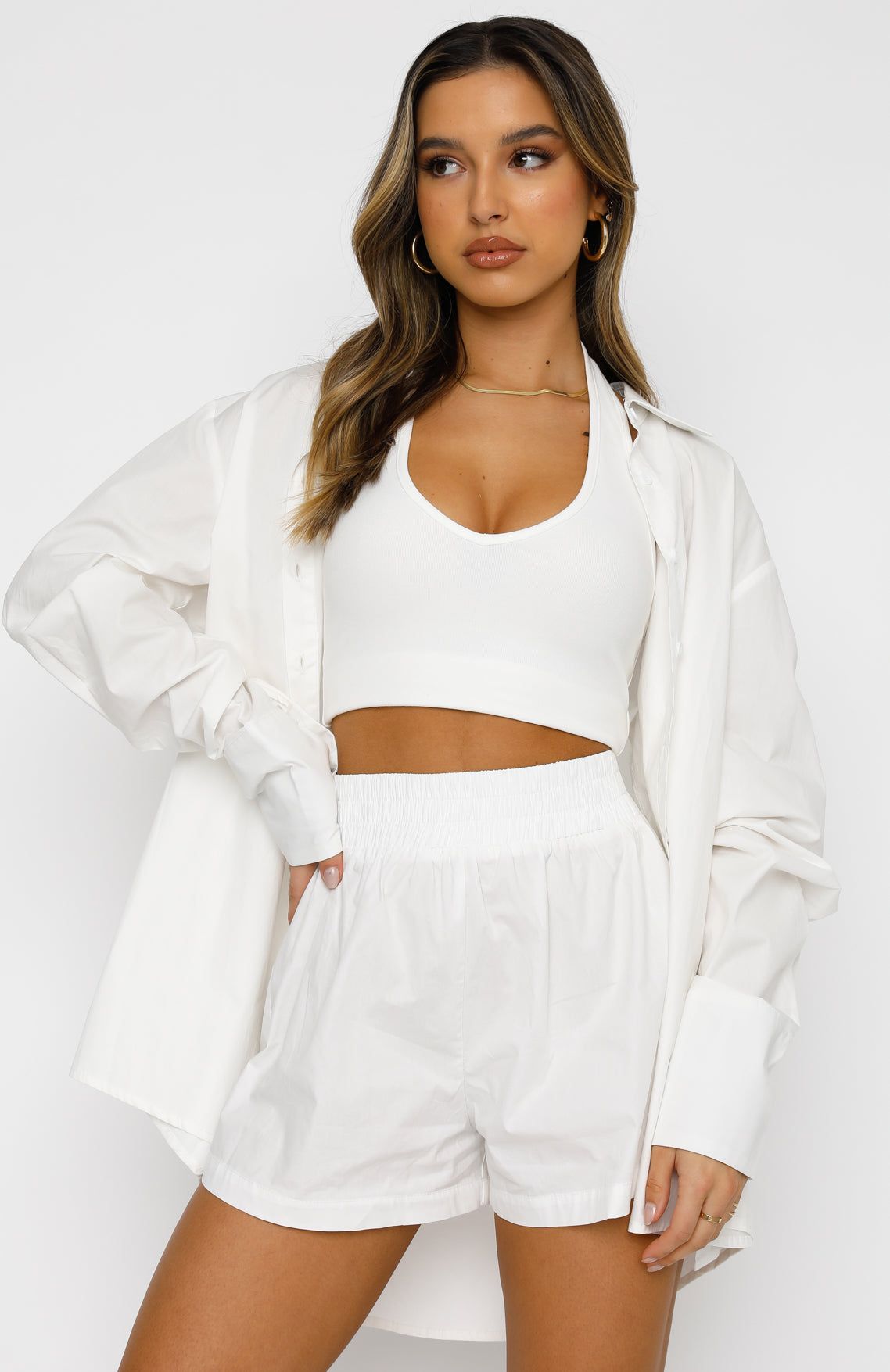 Behind The Look Shirt White sold by White Fox Boutique product image thumbnail 2