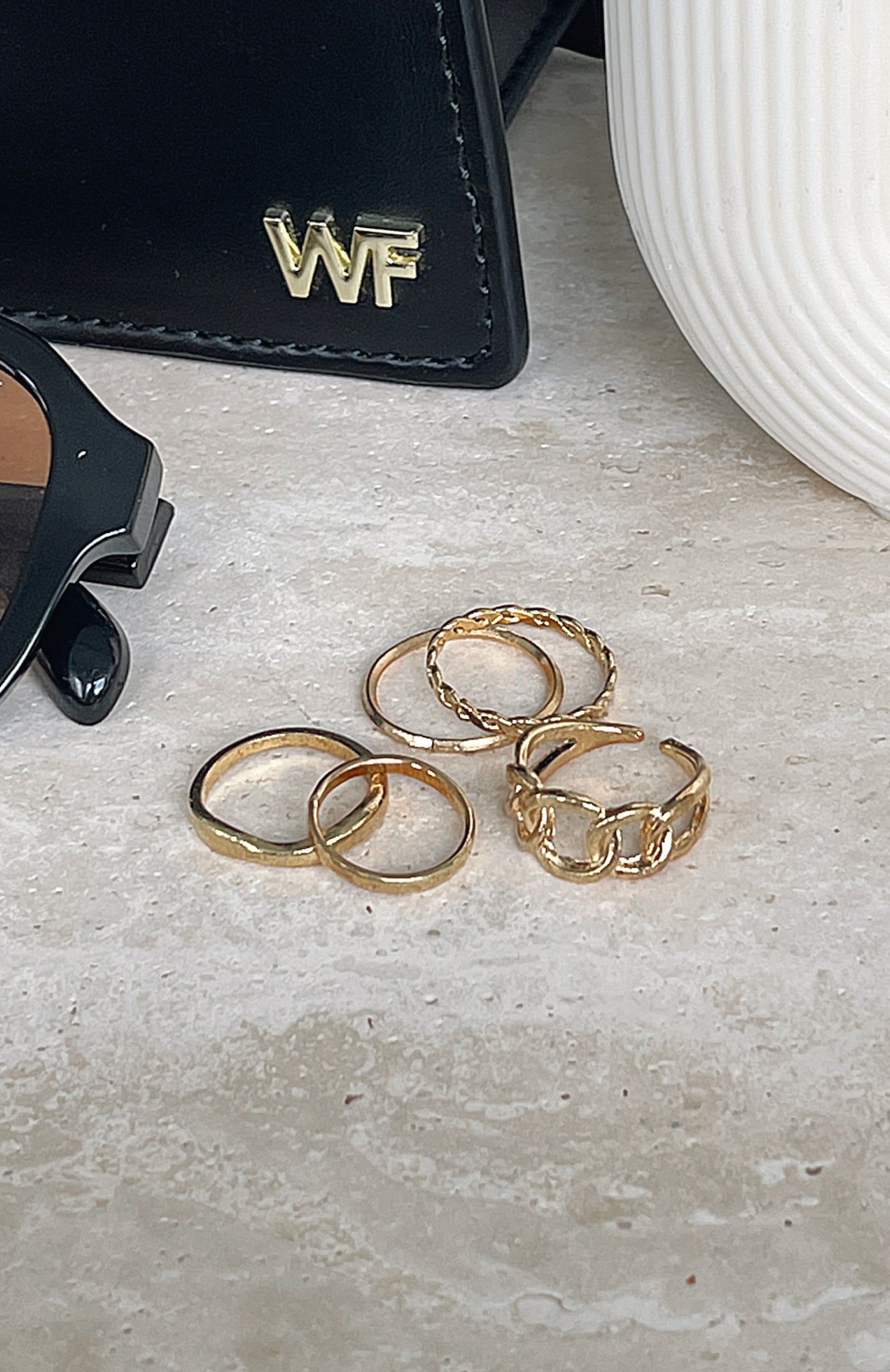 Asha Ring Set Gold sold by White Fox Boutique