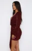 Stars Shining Long Sleeve Mini Dress Red Wine sold by White Fox Boutique