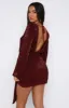 Stars Shining Long Sleeve Mini Dress Red Wine sold by White Fox Boutique