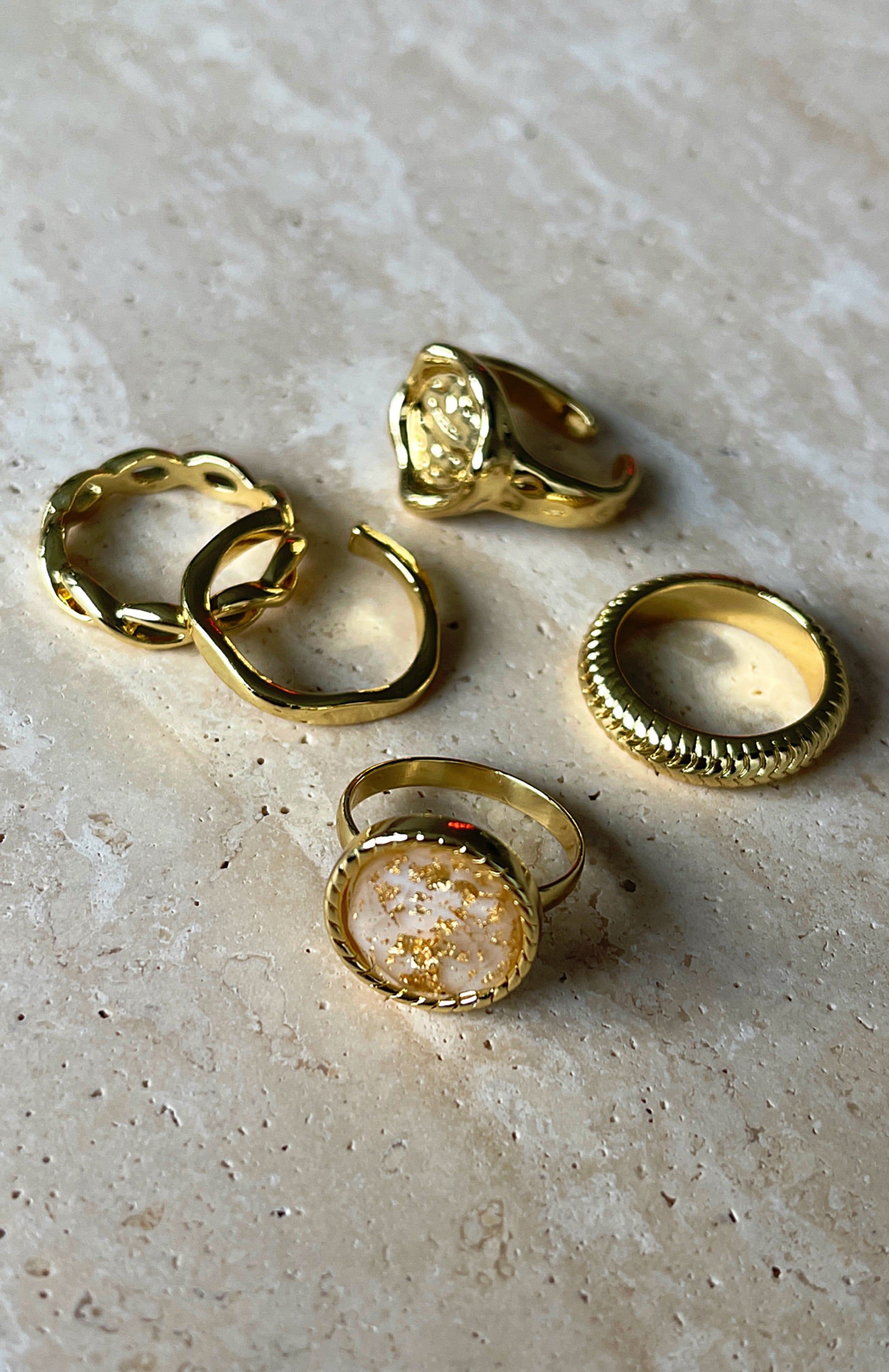 Jade Ring Set Gold sold by White Fox Boutique product image thumbnail 2