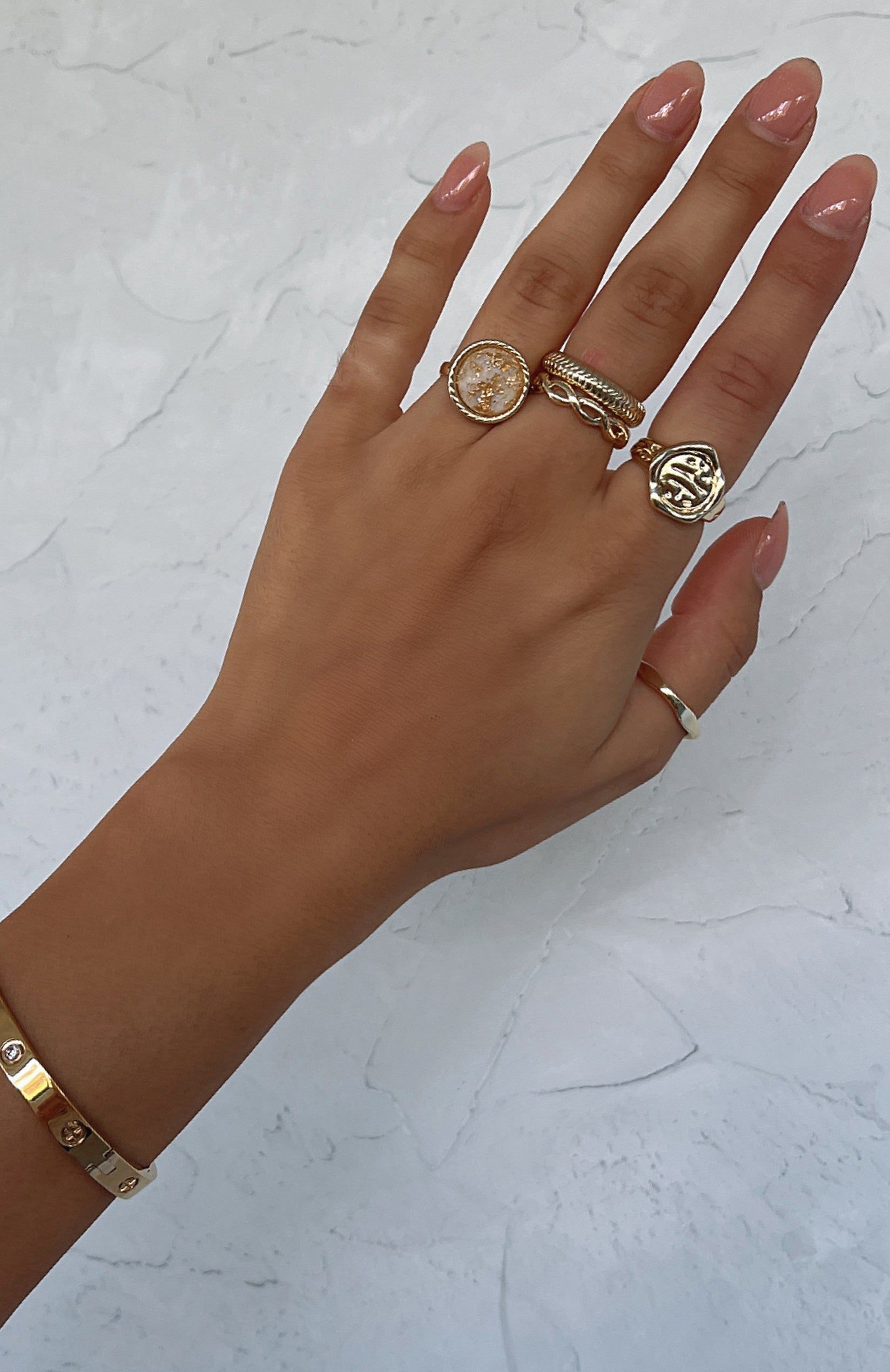 Jade Ring Set Gold sold by White Fox Boutique