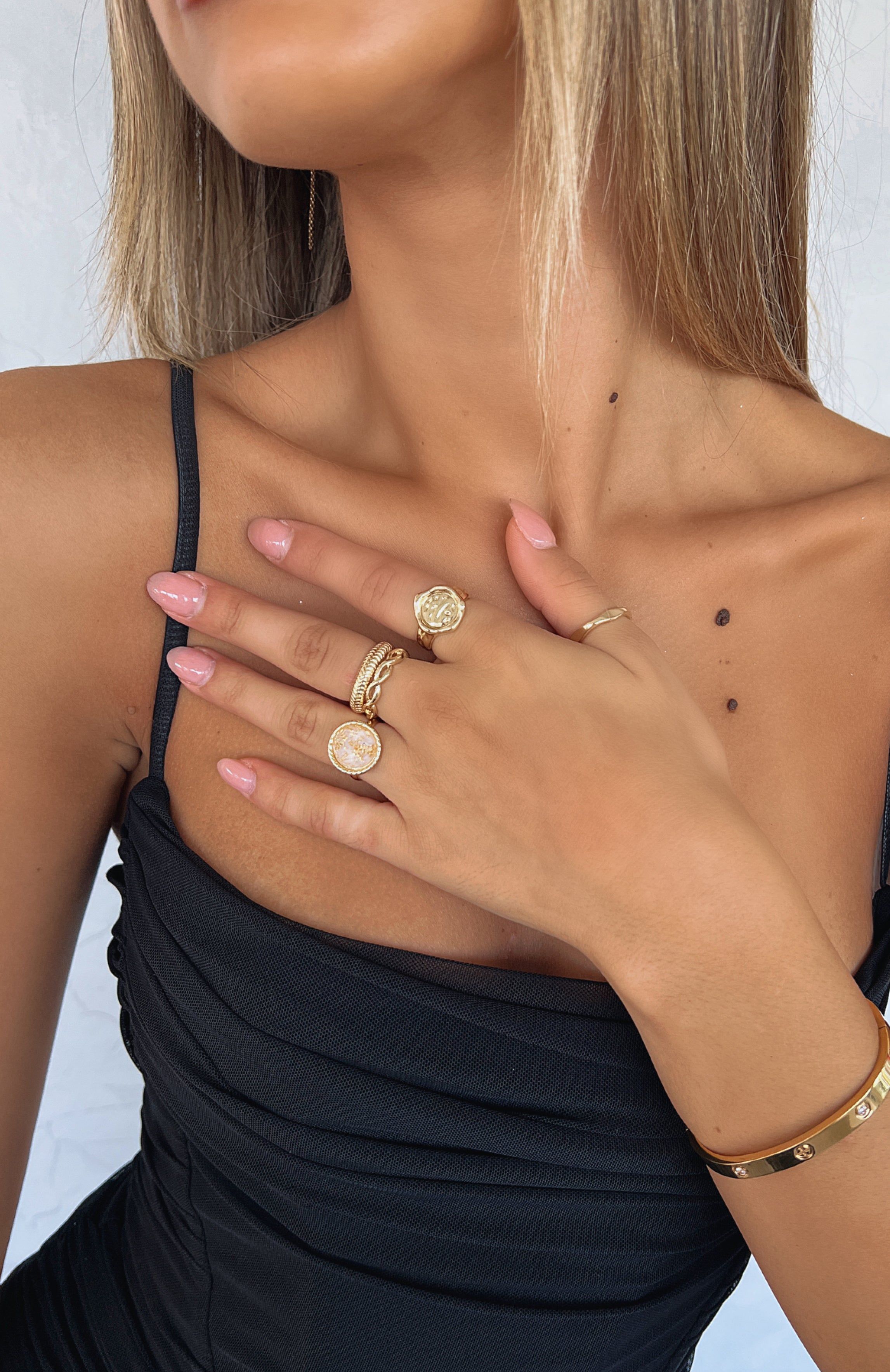 Jade Ring Set Gold sold by White Fox Boutique product image thumbnail 3