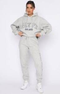 Play The Game Oversized Hoodie Grey Marle sold by White Fox Boutique