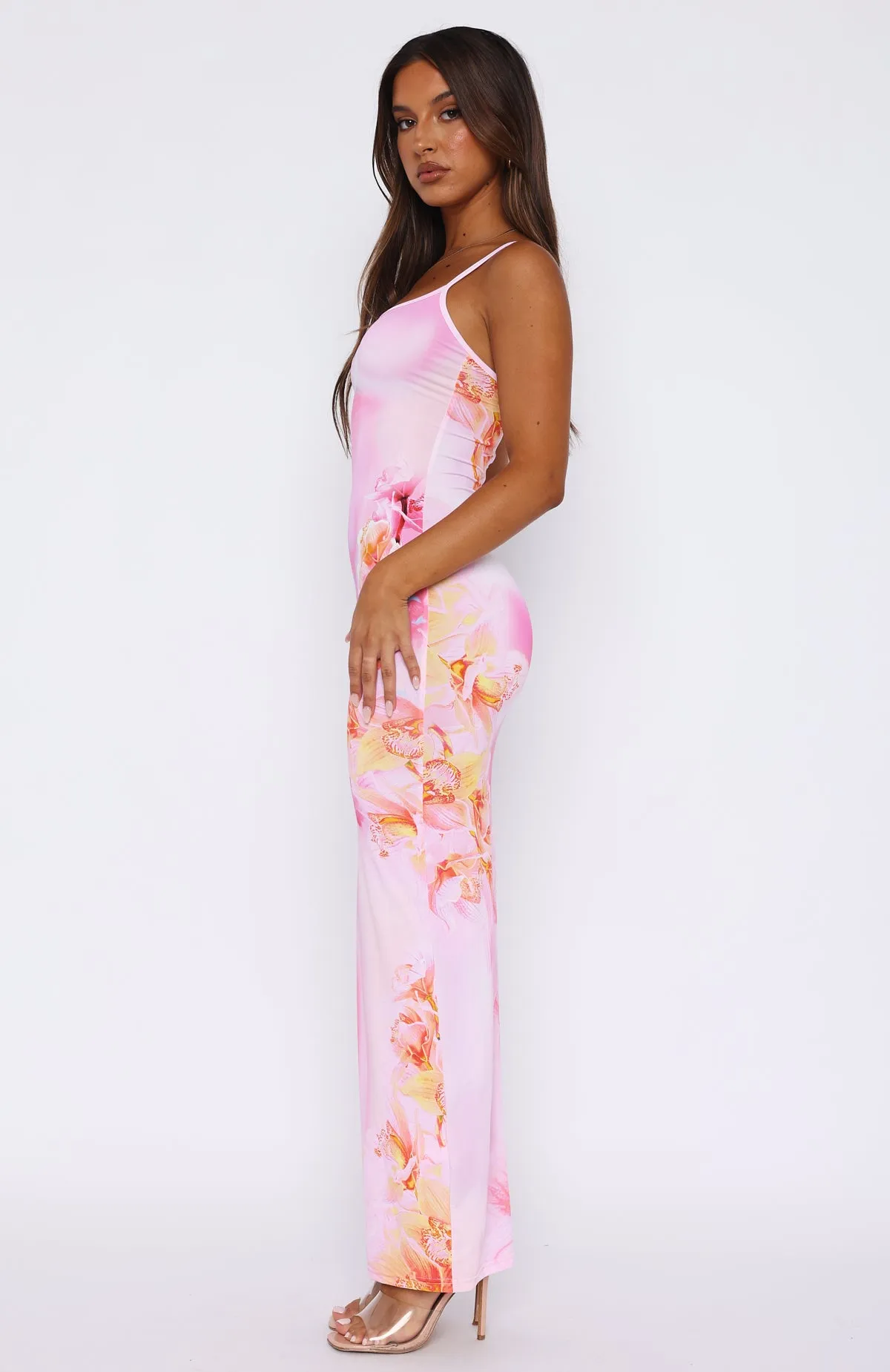 Feeling The Heat Maxi Dress Pink Sherbet sold by White Fox Boutique product image thumbnail 3