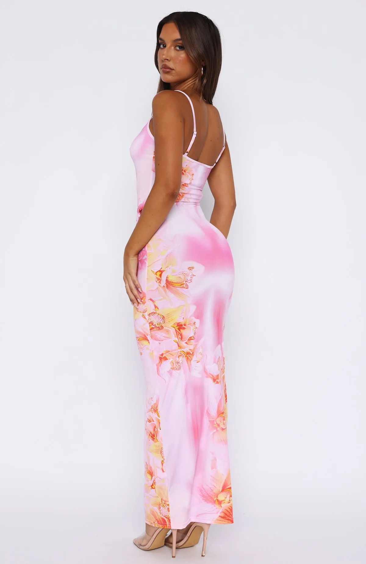 Feeling The Heat Maxi Dress Pink Sherbet sold by White Fox Boutique product image thumbnail 4