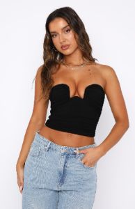 Undivided Attention Strapless Bustier Black sold by White Fox Boutique