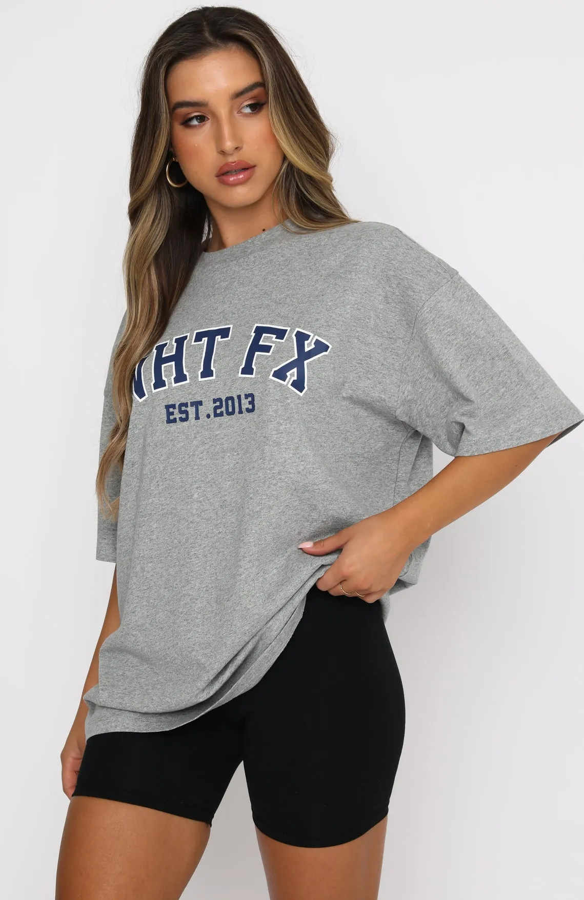 Varsity Tee Dusty Grey Marle sold by White Fox Boutique product image thumbnail 2