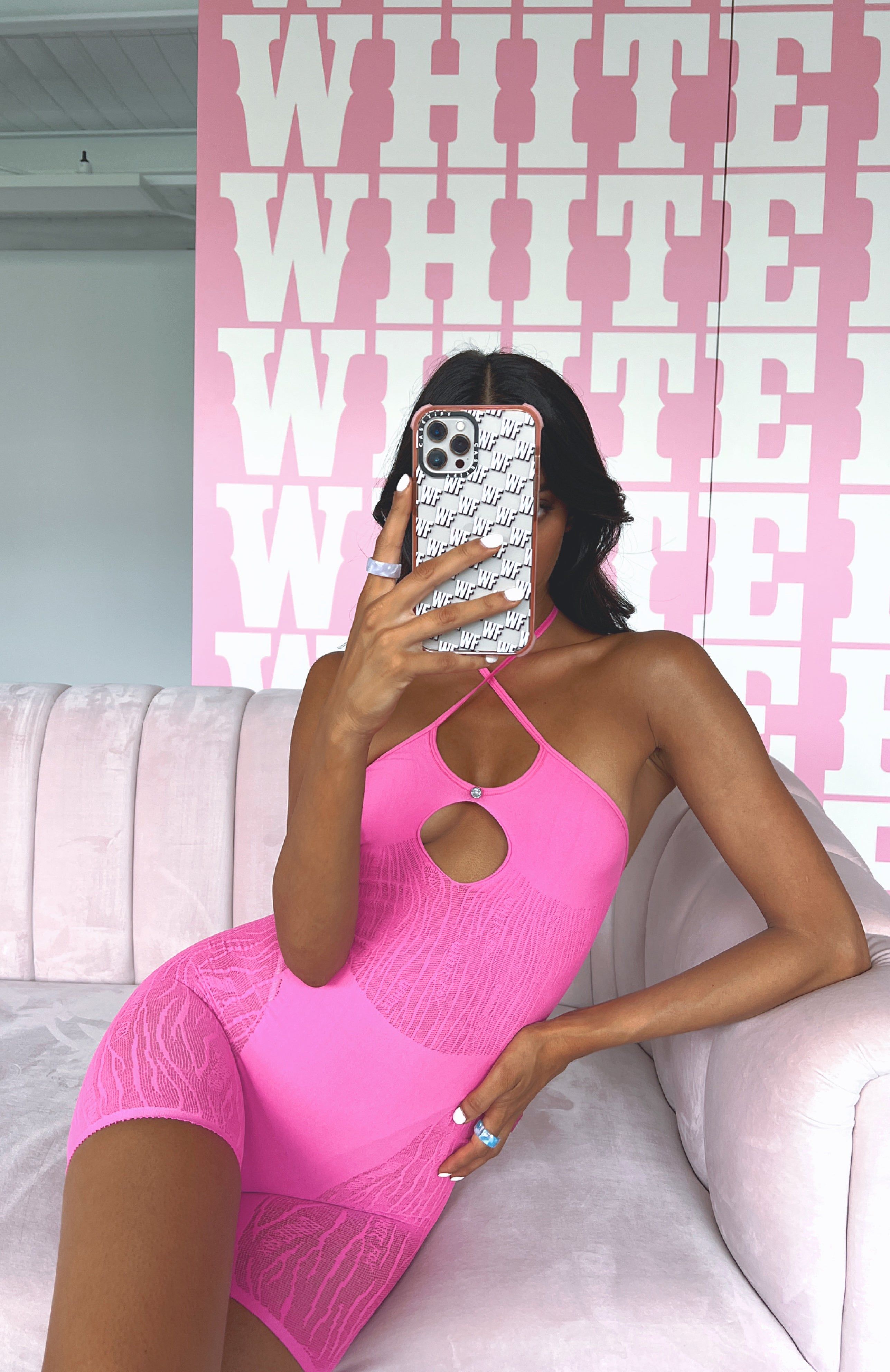 Keep Them Guessing Romper Hot Pink sold by White Fox Boutique product image thumbnail 6