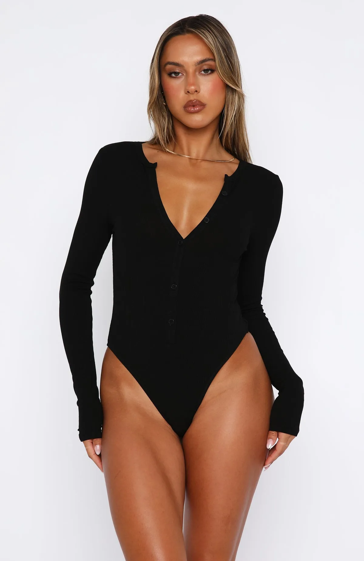 Never Be Tamed Long Sleeve Bodysuit Black sold by White Fox Boutique product image thumbnail 2