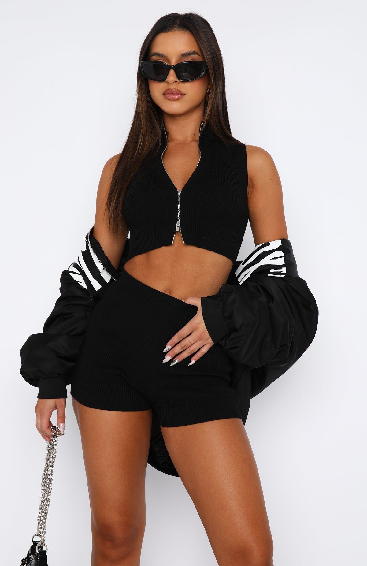 Weekender Knit Shorts Black sold by White Fox Boutique product image thumbnail 2