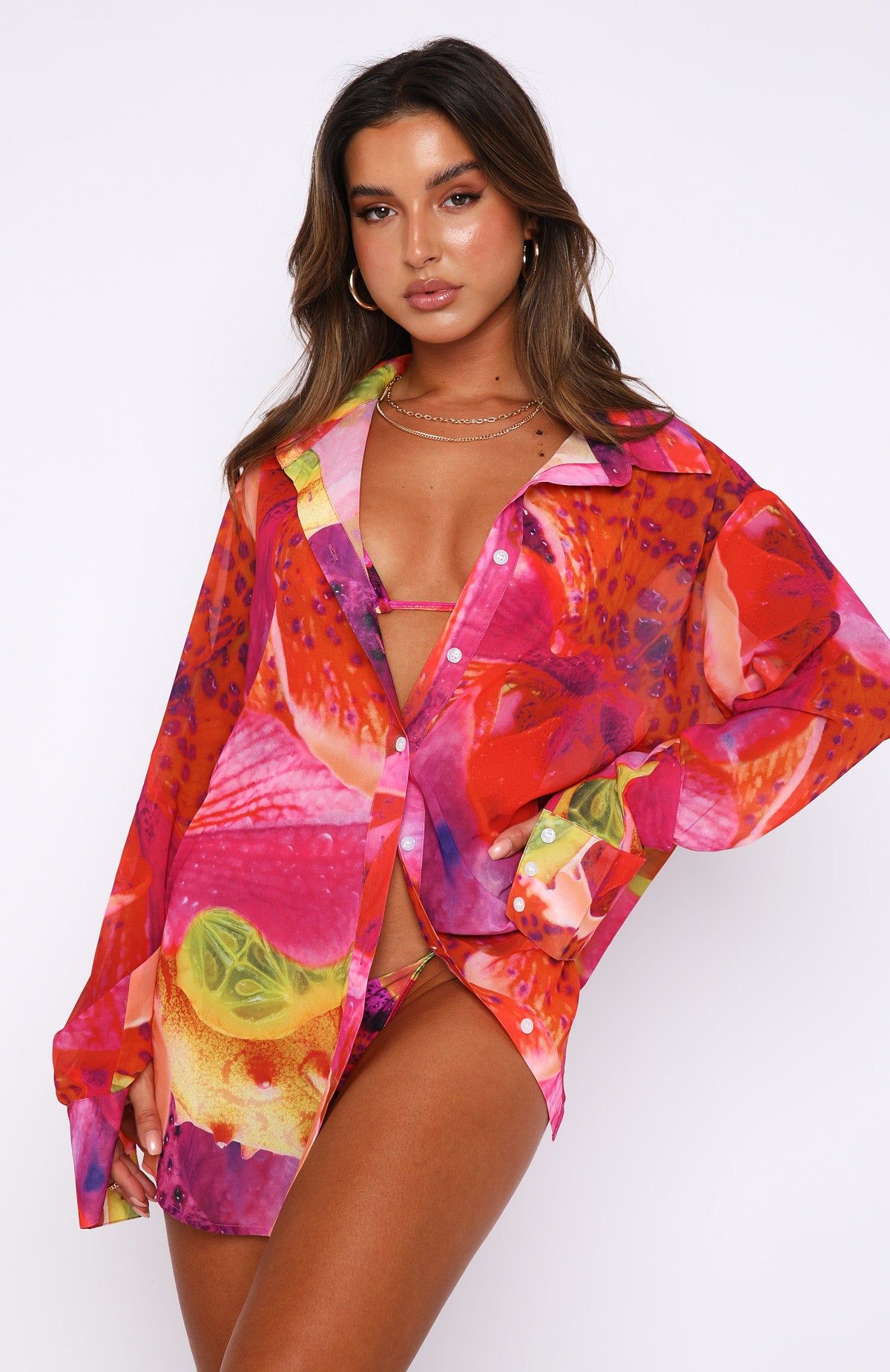Here It Goes Oversized Shirt Dragonfruit sold by White Fox Boutique product image thumbnail 4