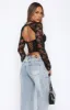 No Reply Long Sleeve Bustier Black sold by White Fox Boutique