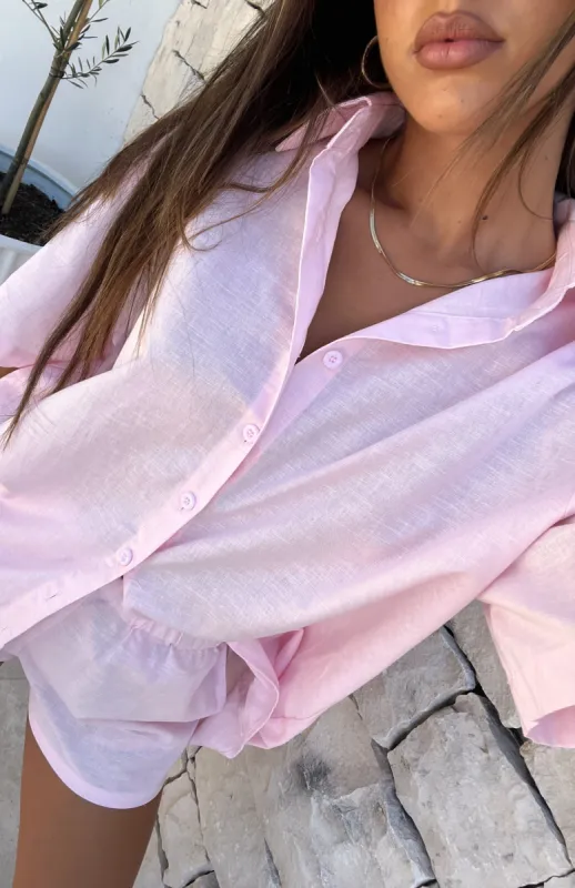 Bring You Out Button Up Shirt Pink sold by White Fox Boutique