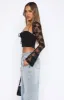 No Reply Long Sleeve Bustier Black sold by White Fox Boutique