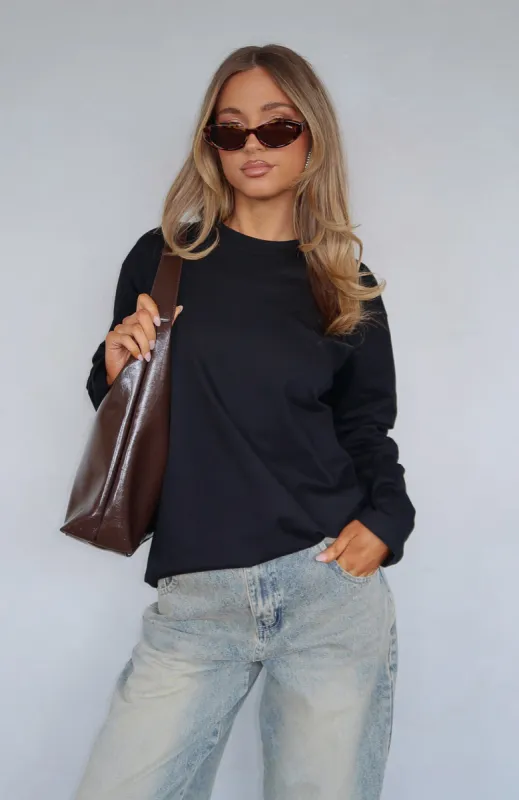 Old Habits Long Sleeve T-Shirt Black sold by White Fox Boutique