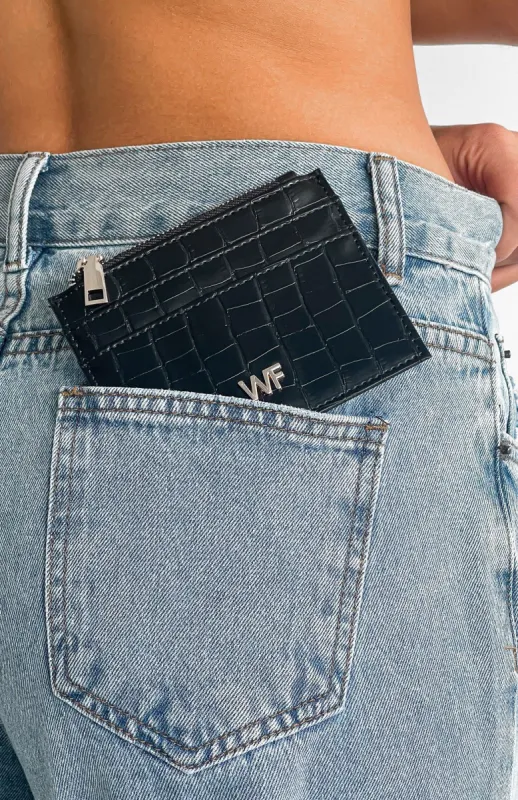 Ava Card Holder Black Croc sold by White Fox Boutique