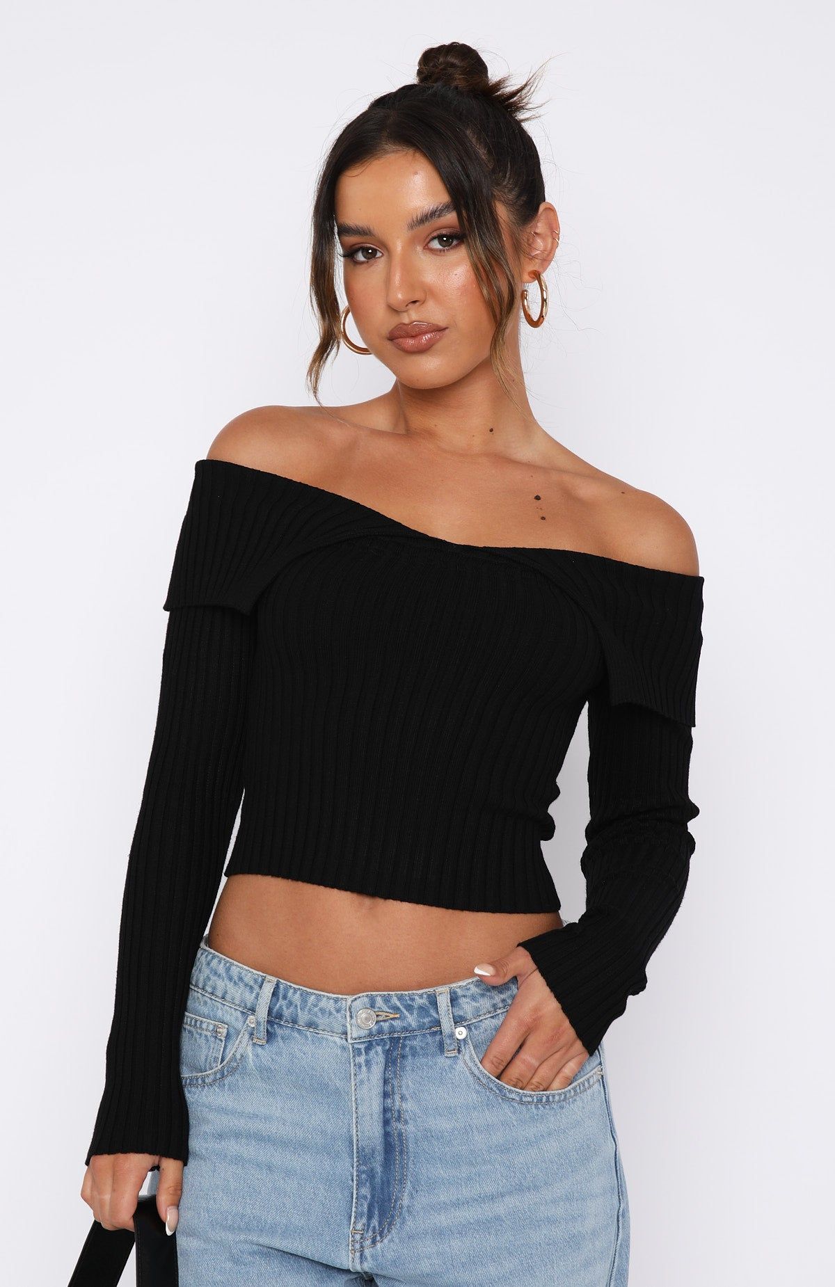 Feeling Risky Long Sleeve Knit Top Black sold by White Fox Boutique product image thumbnail 2