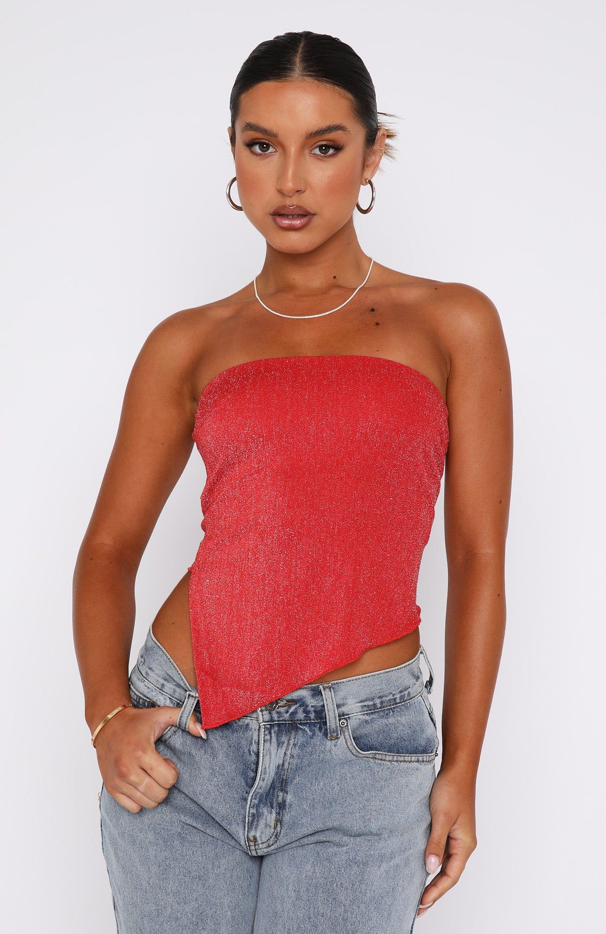 Glamorous Girl Strapless Top Red sold by White Fox Boutique product image thumbnail 2