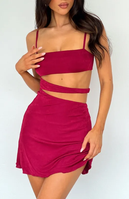Glowed Up Mini Dress Berry sold by White Fox Boutique