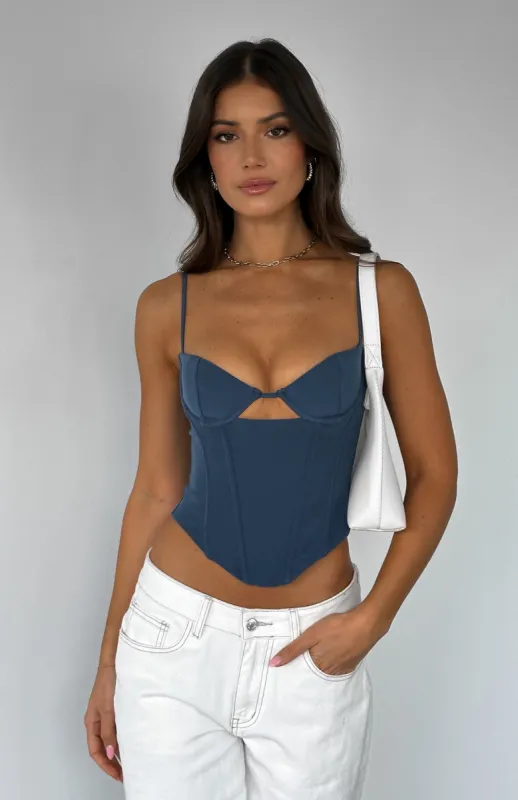 Twisted Tales Bustier Petrol sold by White Fox Boutique