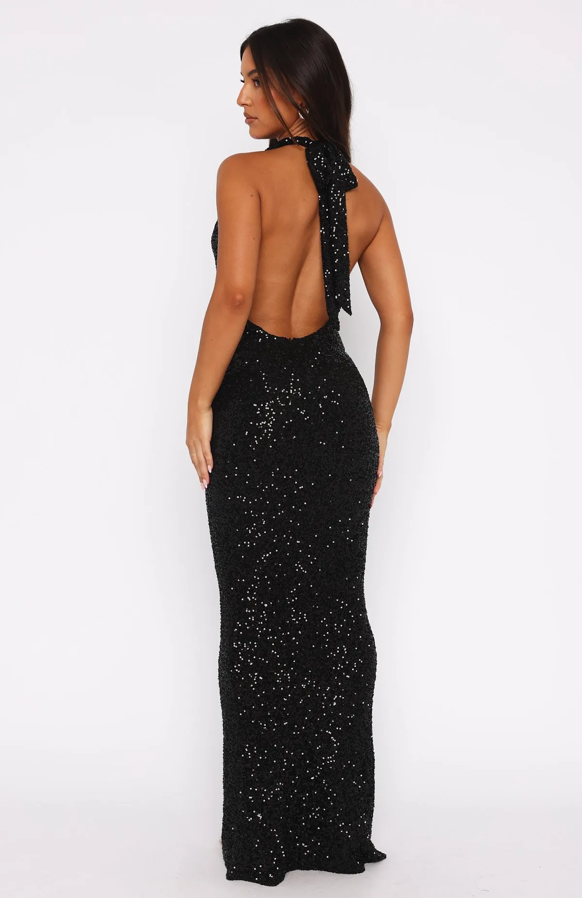 Poppin Champagne Sequin Maxi Dress Black sold by White Fox Boutique product image thumbnail 4