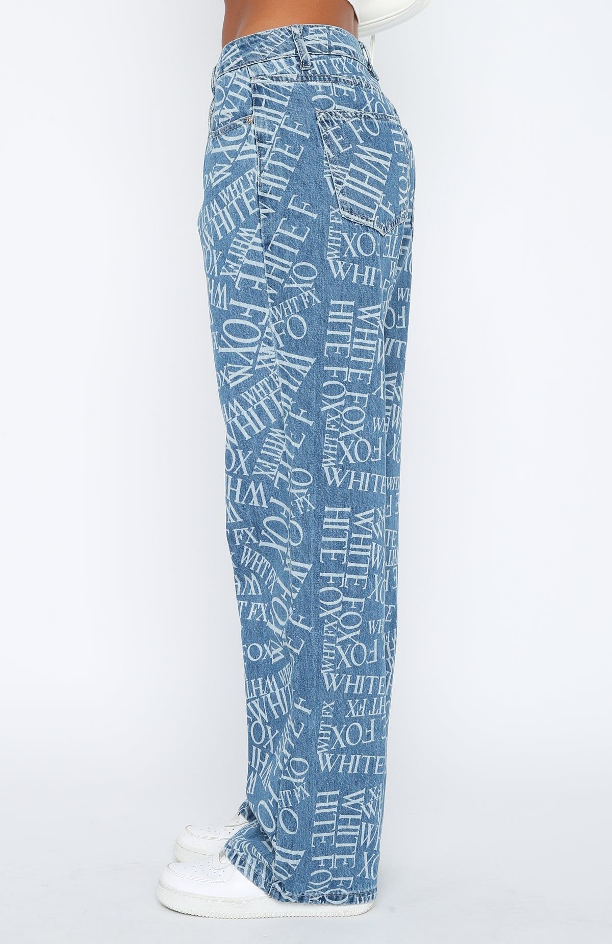 Sort Through It Mid Rise Straight Leg Printed Jeans Blue Wash sold by White Fox Boutique product image thumbnail 3