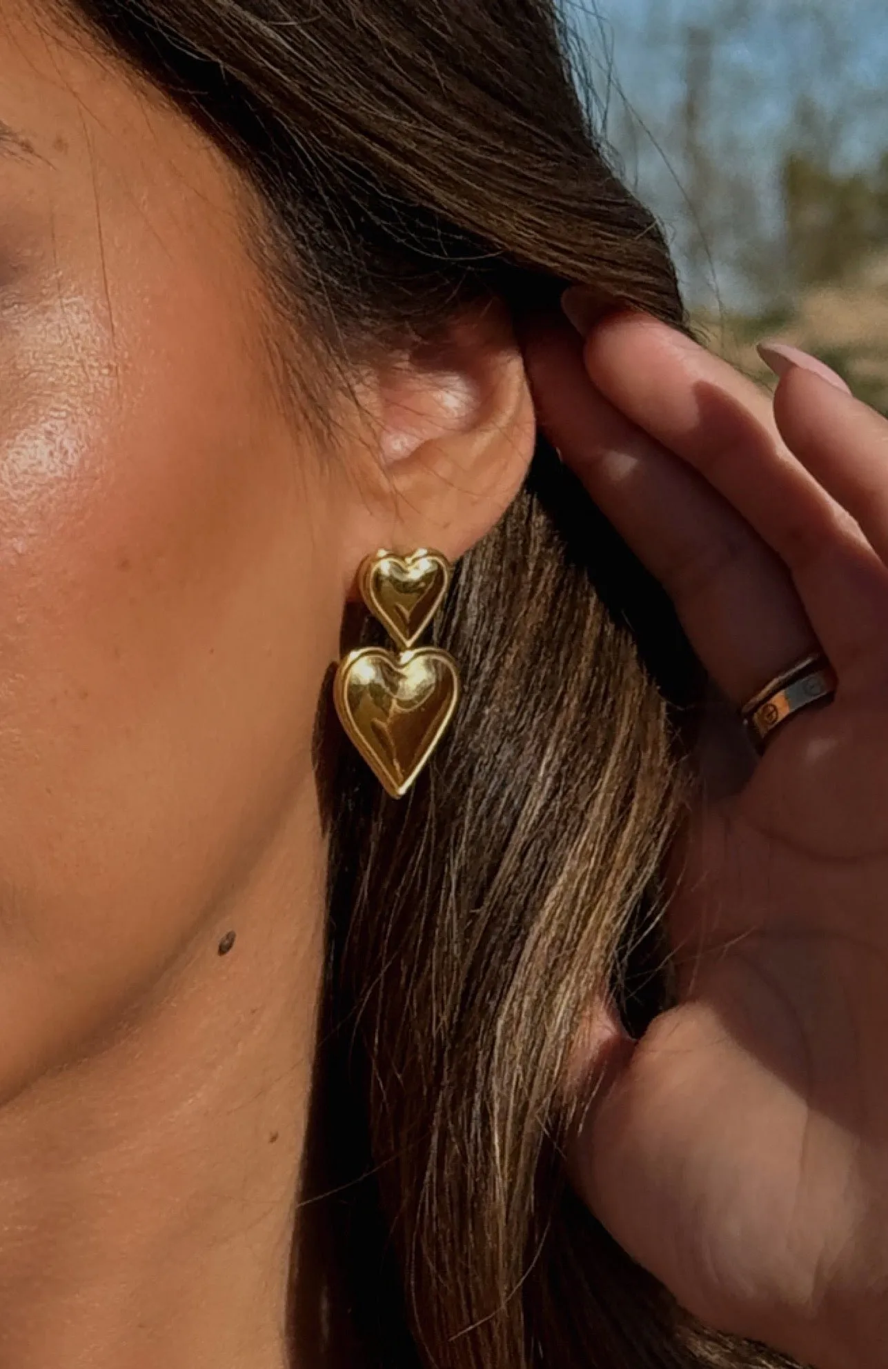 Gracie Heart Earrings Gold sold by White Fox Boutique product image thumbnail 3