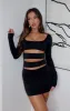 Make It Rain Long Sleeve Mini Dress Black sold by White Fox Boutique