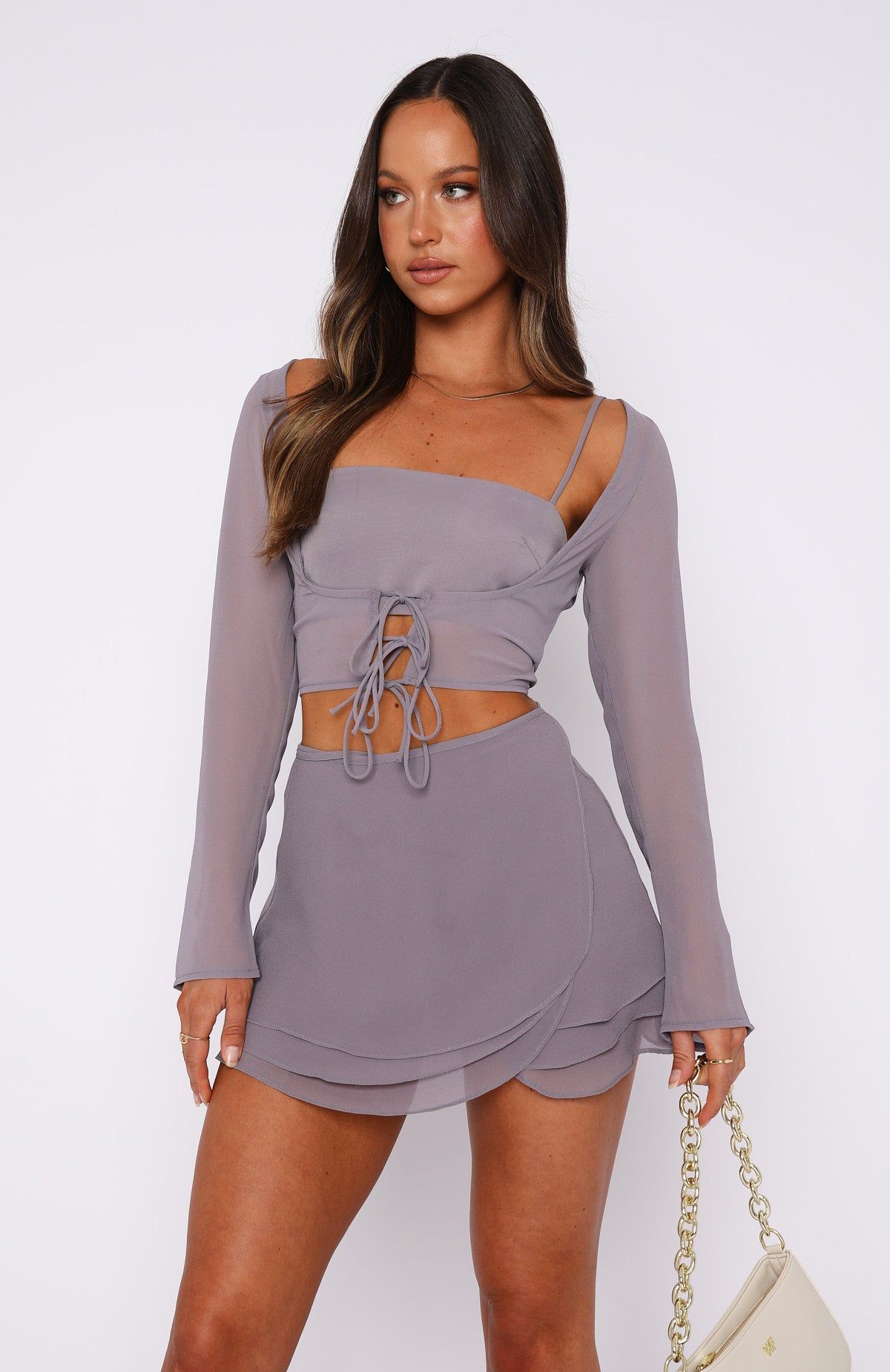 Keep You Close Mini Skirt Mushroom sold by White Fox Boutique product image thumbnail 2