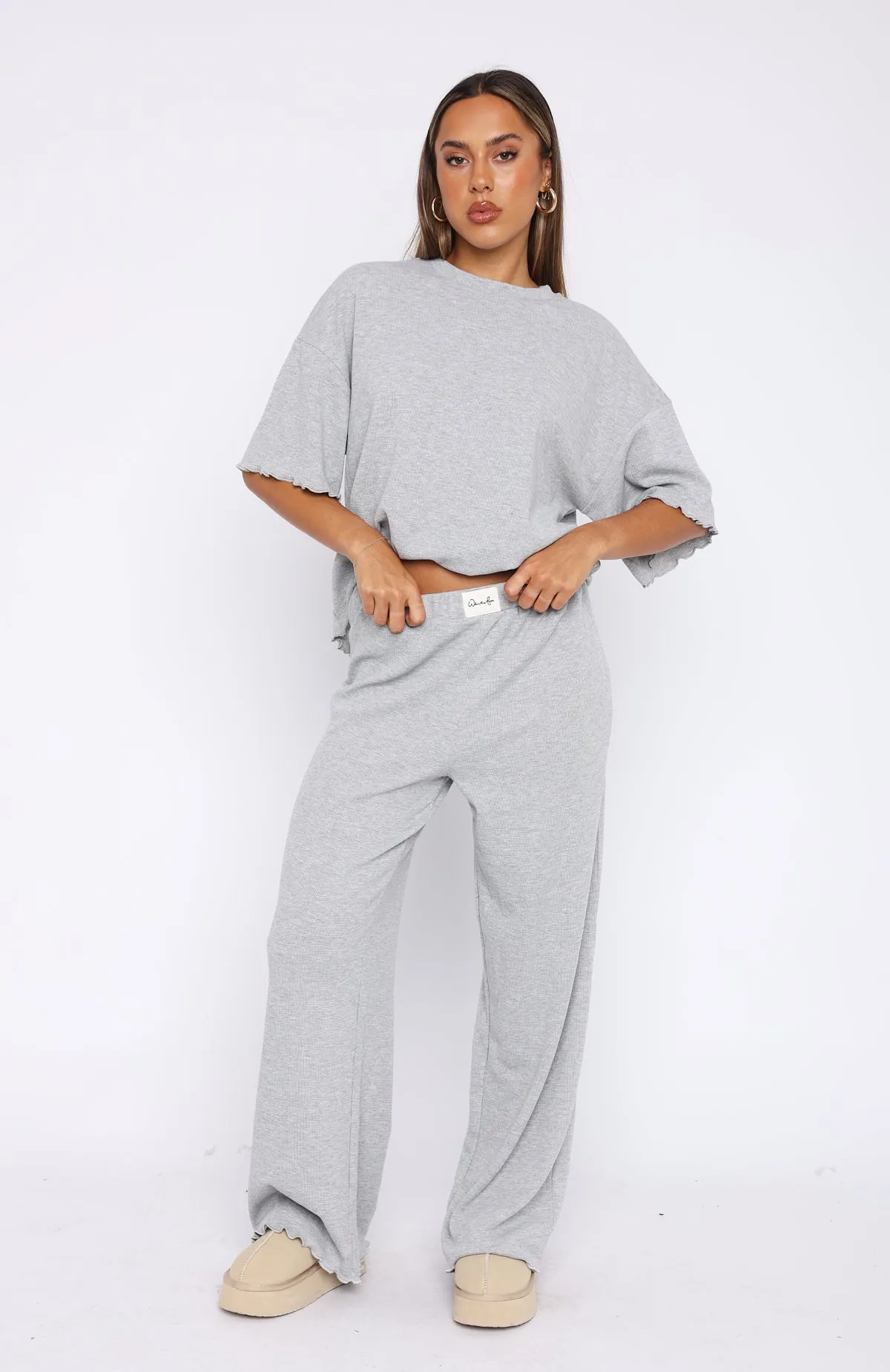 Tell You Everything Pyjama Pants Grey Marle sold by White Fox Boutique product image thumbnail 2
