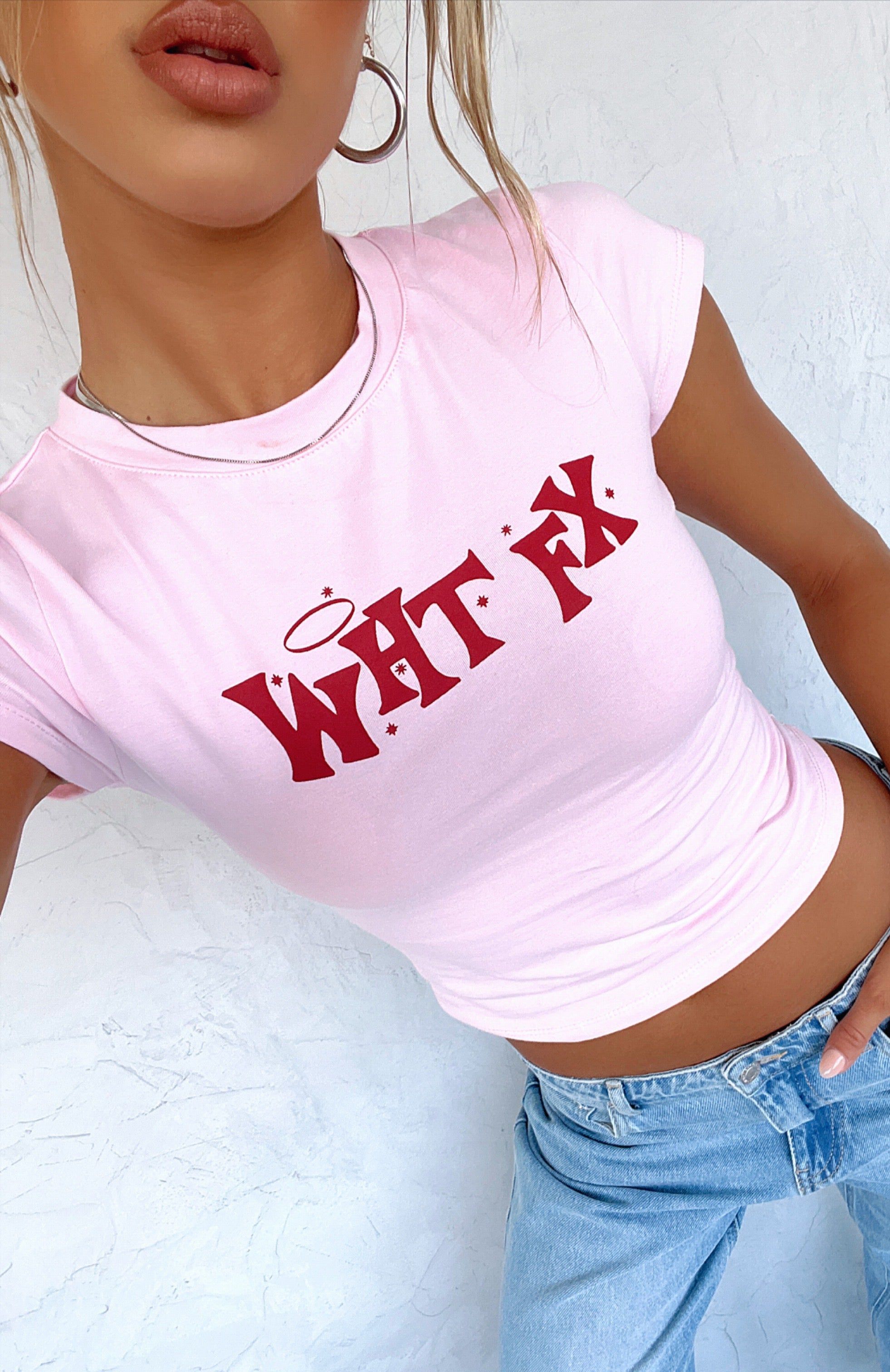 Handle With Care Baby Tee Baby Pink sold by White Fox Boutique product image thumbnail 5