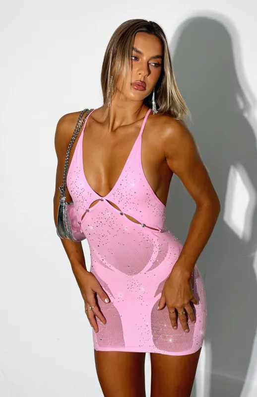 Sparkling Baby Diamante Mini Dress Candy Pink sold by White Fox Boutique