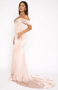 High Class Satin Maxi Dress Champagne sold by White Fox Boutique