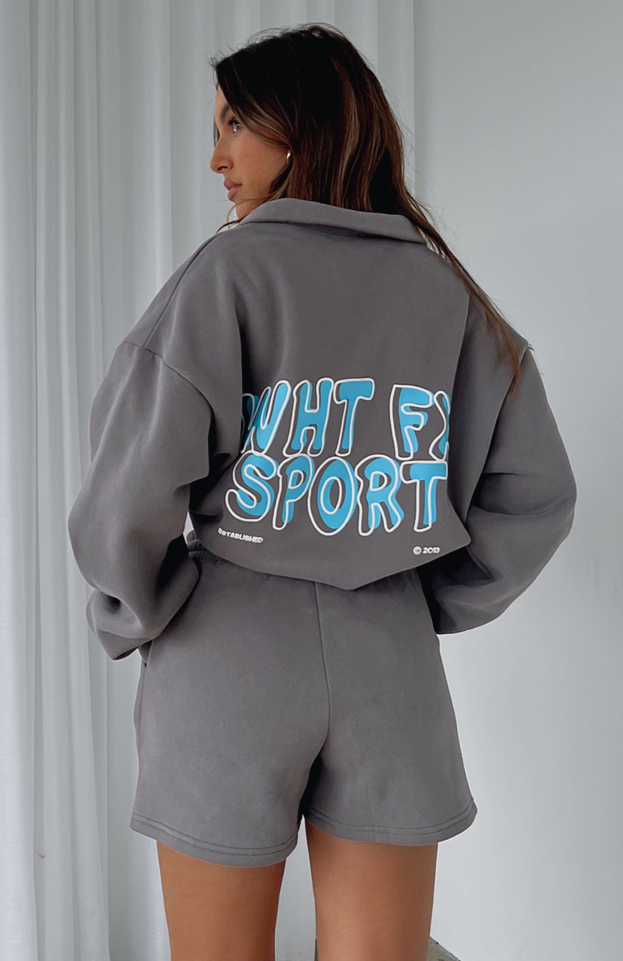 Sport Series Zip Front Sweater Charcoal sold by White Fox Boutique