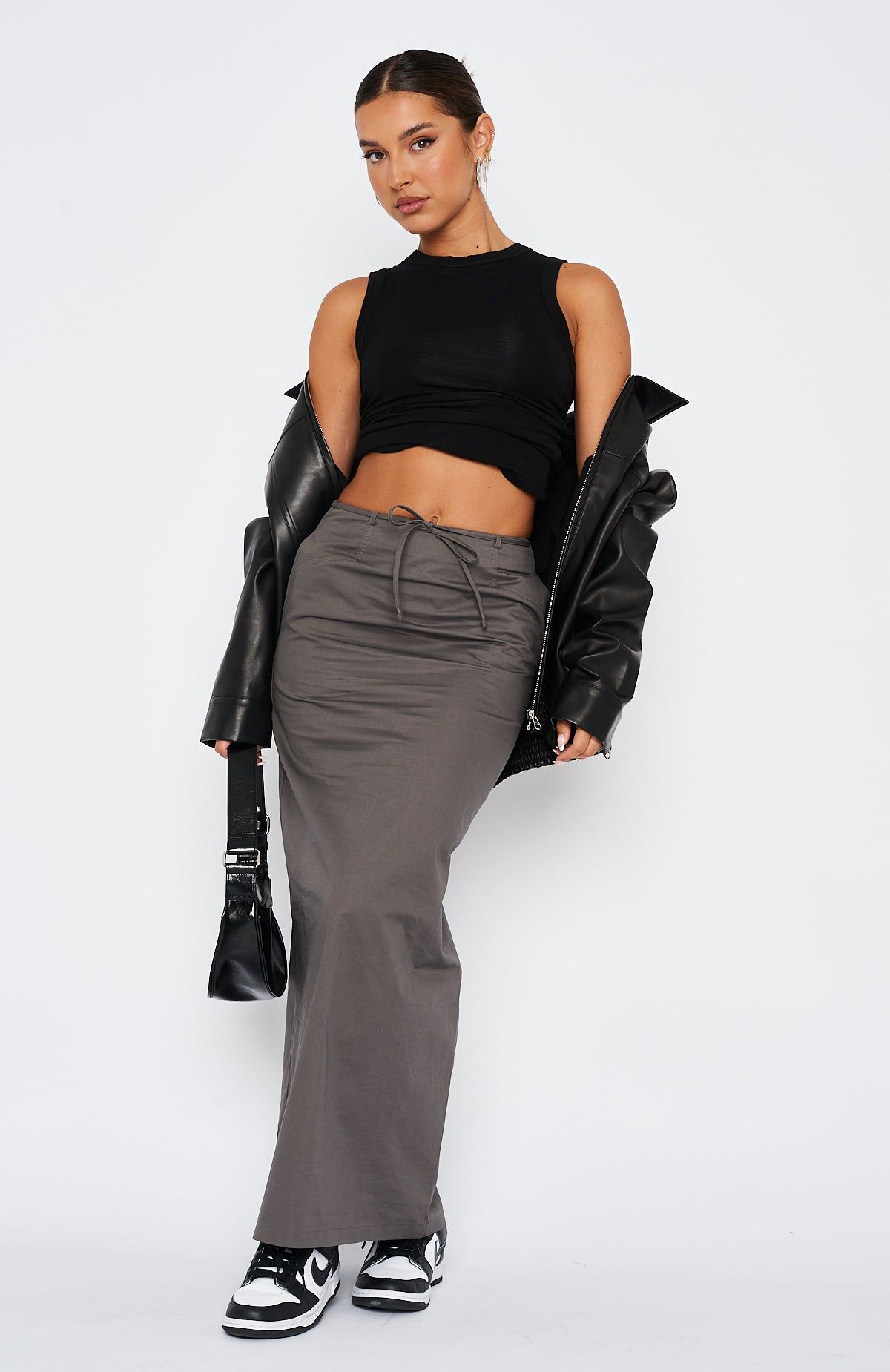 Street Style Maxi Skirt Charcoal sold by White Fox Boutique product image thumbnail 2