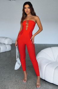 No Love Jumpsuit Red sold by White Fox Boutique