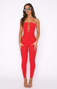 No Love Jumpsuit Red sold by White Fox Boutique
