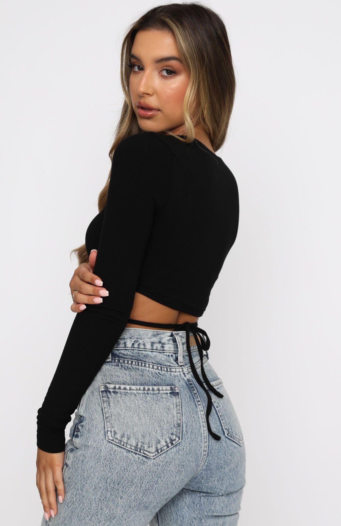 Ever After Long Sleeve Crop Black sold by White Fox Boutique product image thumbnail 4