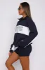 Jokes On You Zip Front Sweater Navy sold by White Fox Boutique