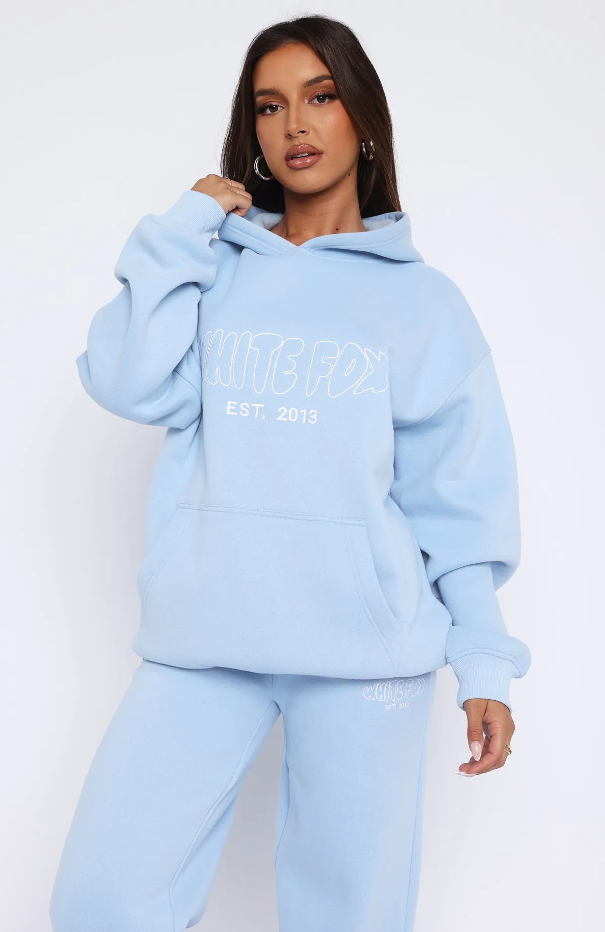 Missed Flights Oversized Hoodie Soft Blue sold by White Fox Boutique product image thumbnail 2
