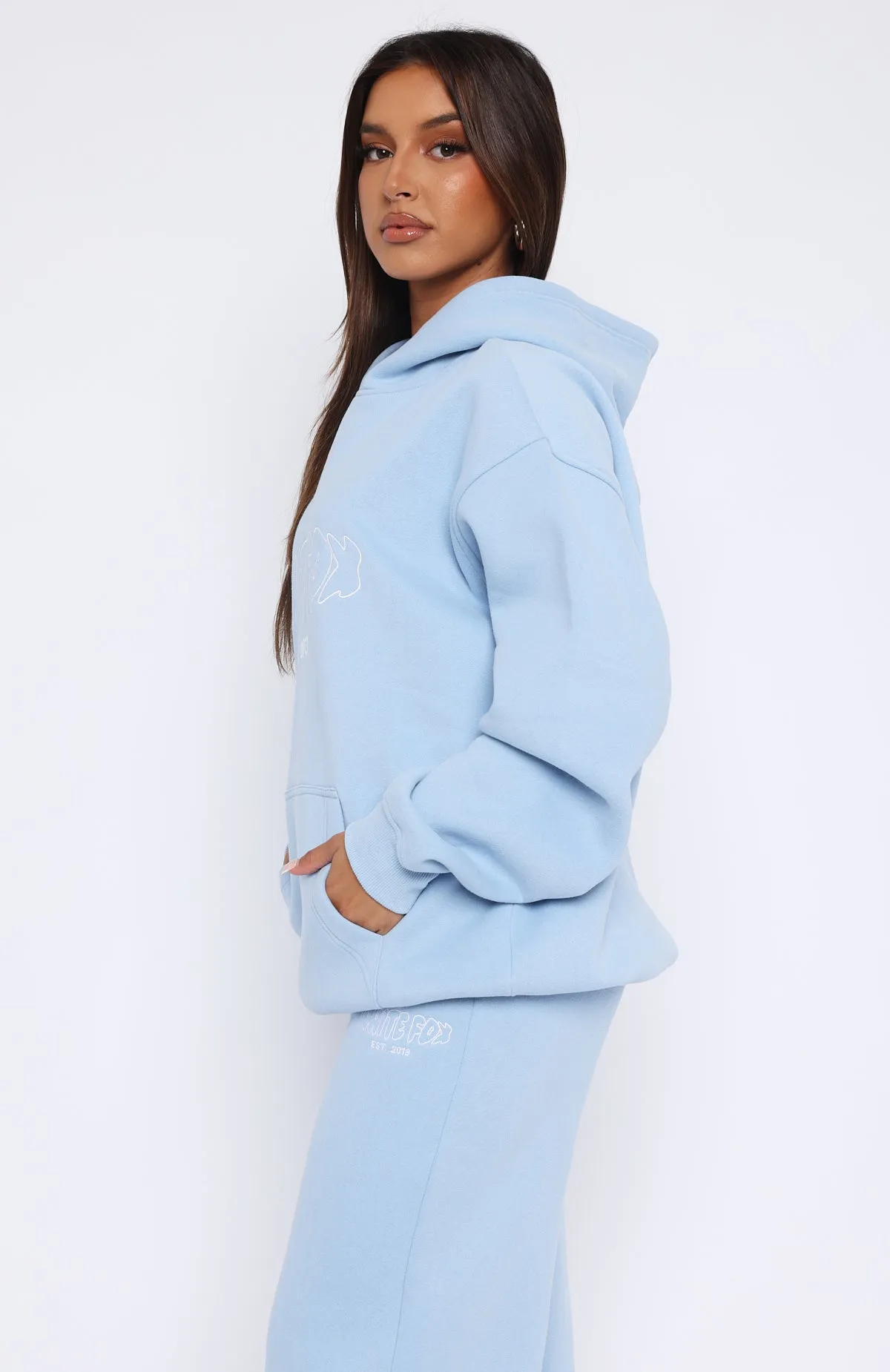Missed Flights Oversized Hoodie Soft Blue sold by White Fox Boutique product image thumbnail 3