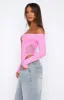 Atmosphere Embellished Long Sleeve Bodysuit Candy Pink sold by White Fox Boutique