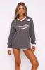 Let's Just Be Friends Long Sleeve Oversized Jersey Charcoal sold by White Fox Boutique