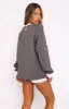 Let's Just Be Friends Long Sleeve Oversized Jersey Charcoal sold by White Fox Boutique