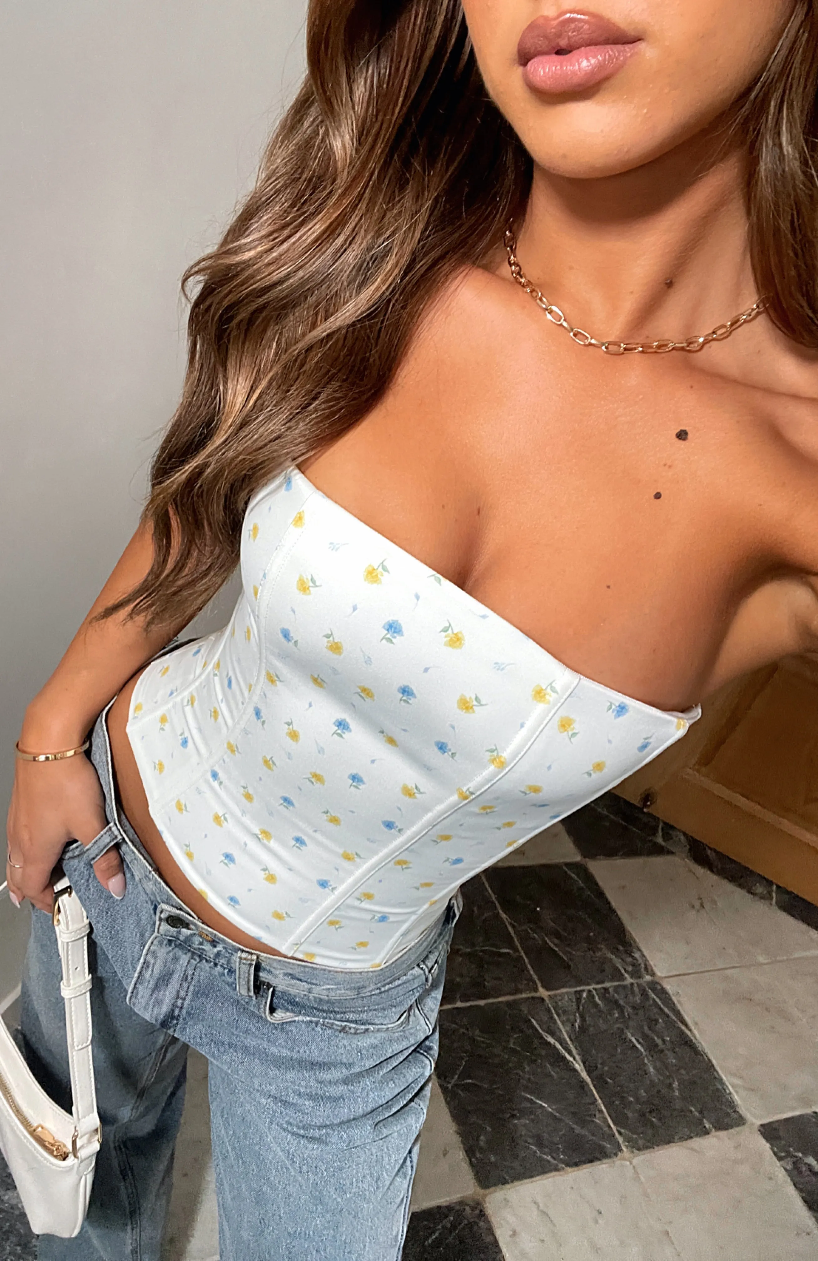 All The Small Things Bustier Buttercup Floral sold by White Fox Boutique