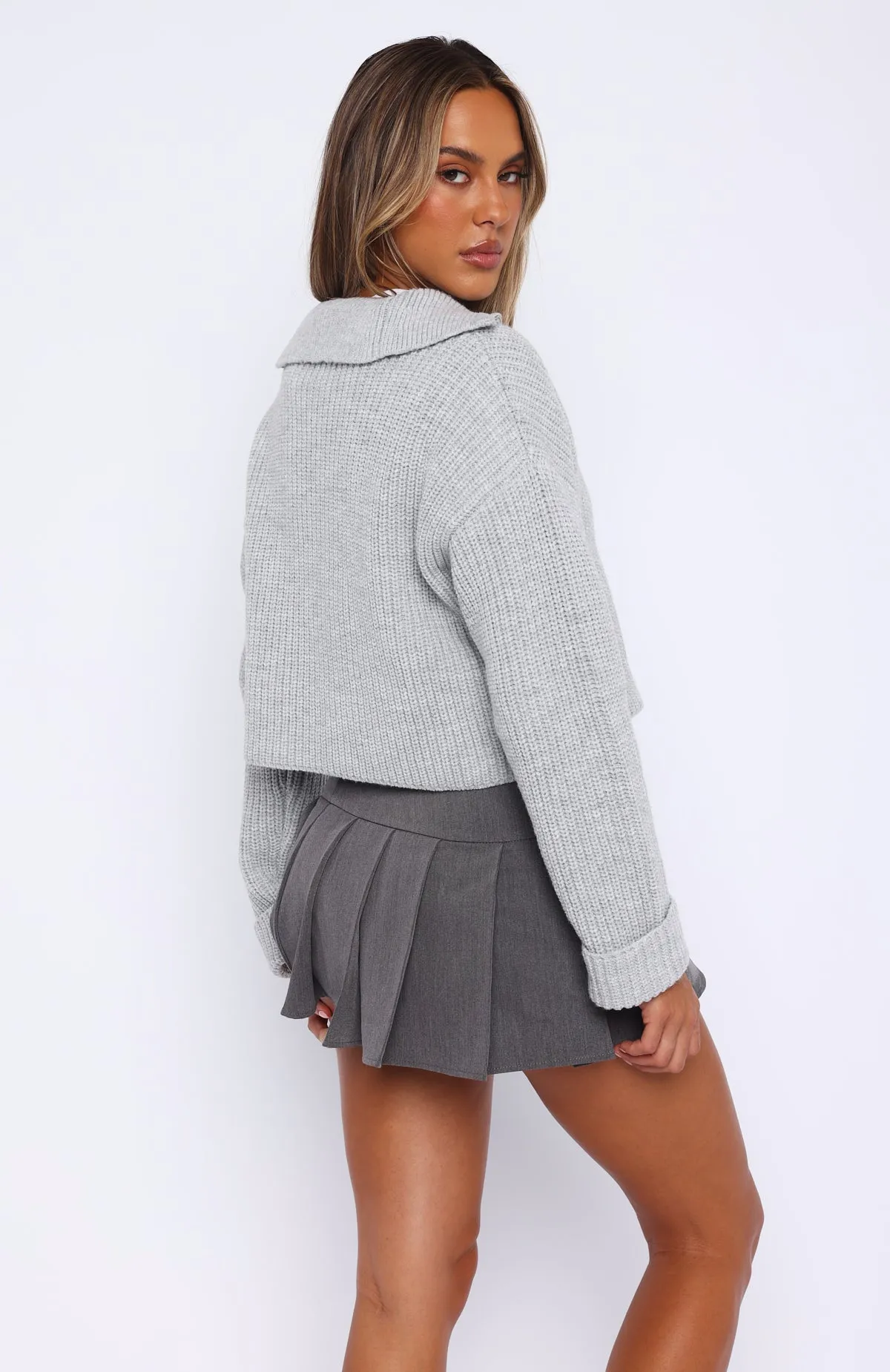 Cosy Embrace Knit Sweater Grey Marle sold by White Fox Boutique product image thumbnail 4